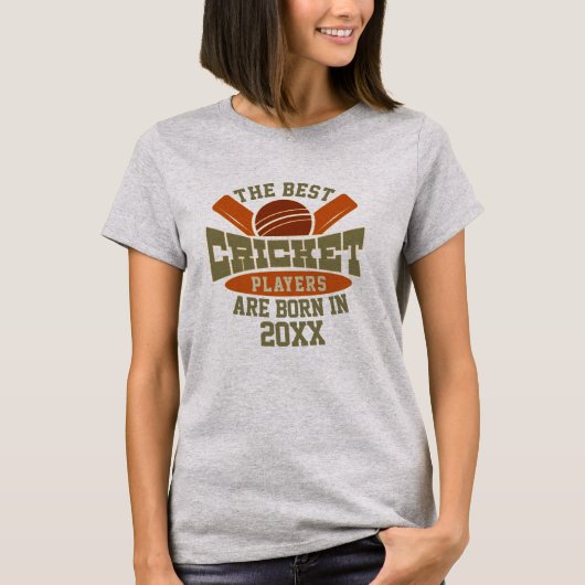 Grappige aangepaste cricket verjaardag geboorte da t-shirt (Voorkant)