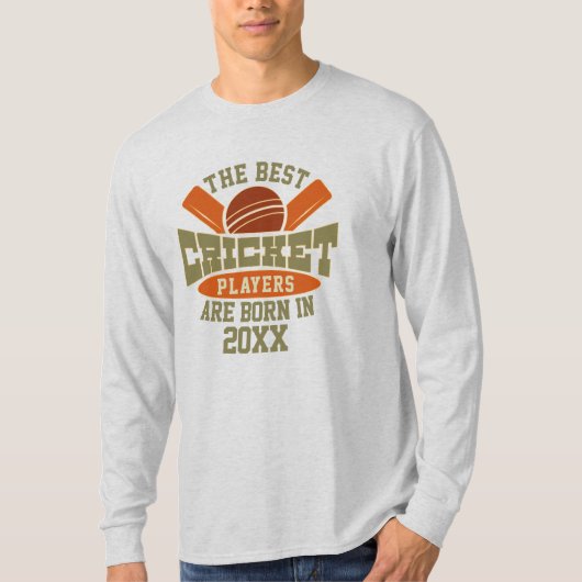 Grappige aangepaste cricket verjaardag geboorte da t-shirt (Voorkant)