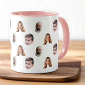 Grappige aangepaste familie gezicht 3 foto's mok
