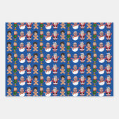 Grappige aangepaste familie gezicht foto kerstcade inpakpapier vel (Voorkant 3)