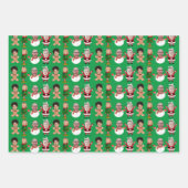 Grappige aangepaste familie gezicht foto kerstcade inpakpapier vel (Voorkant)