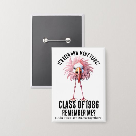 Grappige aangepaste flamingo schoolklas reünie button (Voorkant / Achterkant)