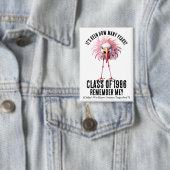 Grappige aangepaste flamingo schoolklas reünie button (Insitu)