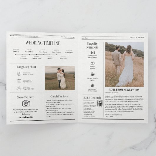 Grappige aangepaste foto krant bruiloft uitnodigin kaart (Binnen)