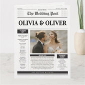 Grappige aangepaste foto krant bruiloft uitnodigin kaart (Voorkant)