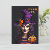 Grappige aangepaste foto met een Halloween heks pe Kaart (Staand voorkant)