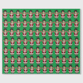 Grappige aangepaste gezicht foto Santa Head gepers Cadeaupapier (Vlak)