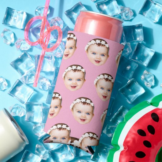 Grappige aangepaste gezicht Koelbox, gepersonalise Seltzer Blikjeskoeler (Insitu Zomer)
