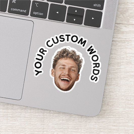 Grappige aangepaste gezichtsfoto met gepersonalise sticker (Detail)