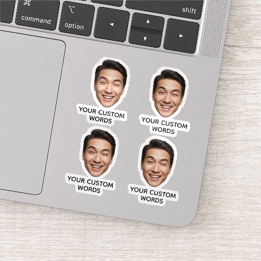 Grappige aangepaste gezichtsfoto met gepersonalise sticker (Detail)