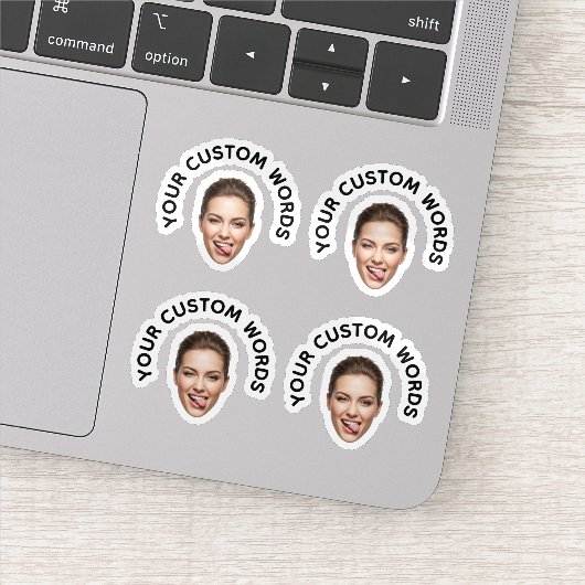 Grappige aangepaste gezichtsfoto met gepersonalise sticker (Detail)