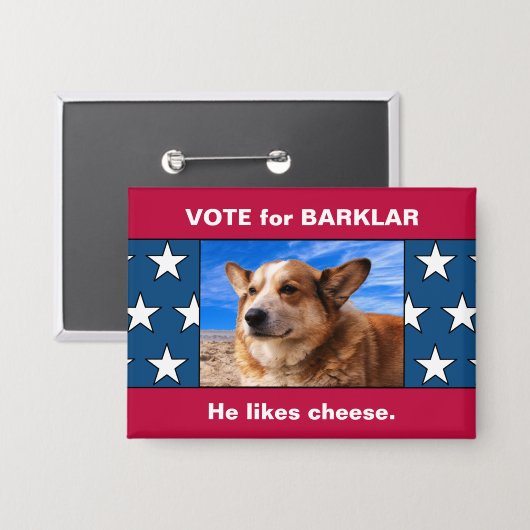 Grappige aangepaste hond President verkiezingscamp Button (Voorkant / Achterkant)