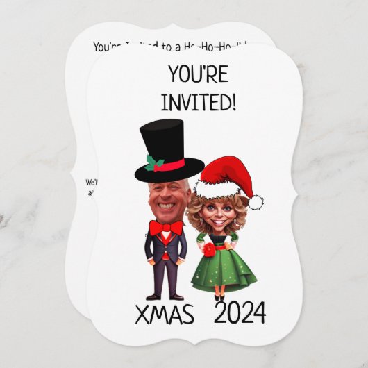 Grappige aangepaste kerst paar karikatuur kaart (Voorkant / Achterkant)