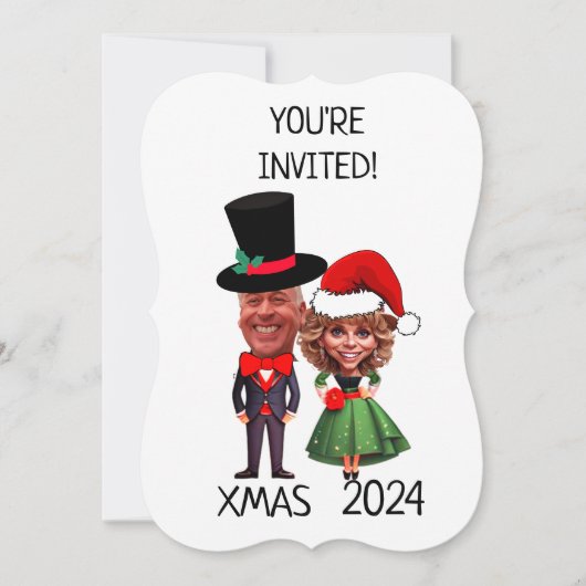 Grappige aangepaste kerst paar karikatuur kaart (Voorkant)