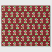 Grappige aangepaste kinderfoto-elf kerst rood cadeaupapier (Vlak)