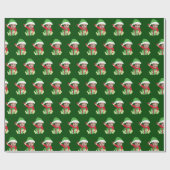 Grappige Aangepaste Kindergezicht Elf Kerst Cadeaupapier (Vlak)