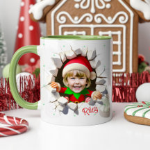 Grappige Aangepaste Kindergezicht Foto Kerst Elf N