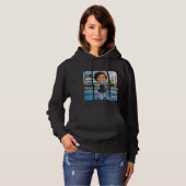 Grappige aangepaste kop zwarte karikatuur Padel sp Hoodie (Voorkant volledig)