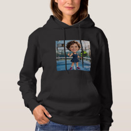 Grappige aangepaste kop zwarte karikatuur Padel sp Hoodie