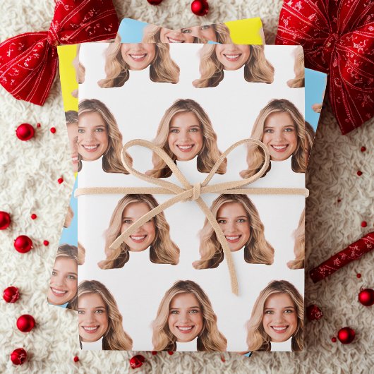 Grappige Aangepaste Koppen Foto Cadeaupapier | Aan