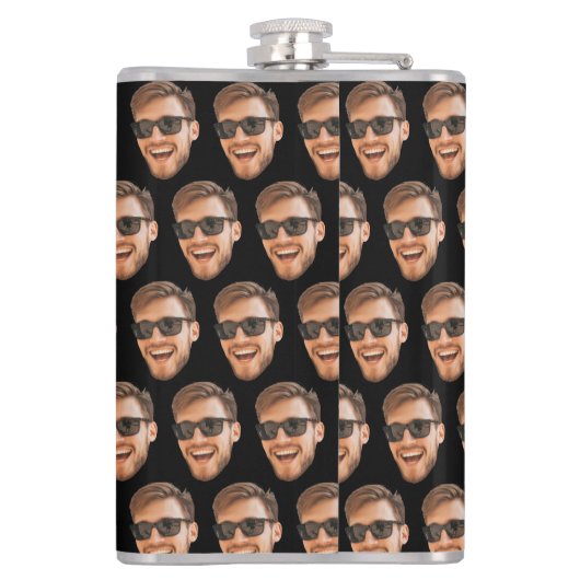 Grappige aangepaste Mannen gezicht foto Heupfles (Achterkant)