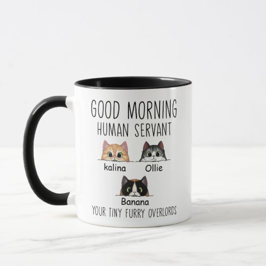 Grappige aangepaste menselijke dienaar voor kat ei mok (Links)
