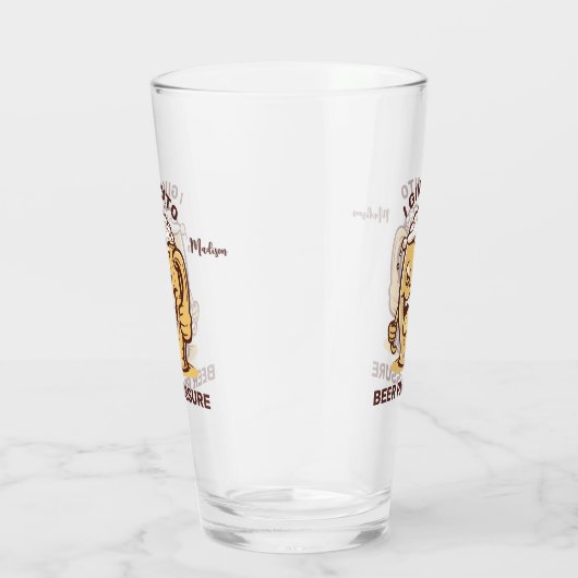 Grappige aangepaste naam en tekst bier glas (Rechts)
