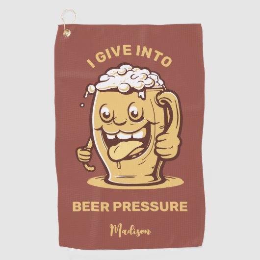 Grappige aangepaste naam & tekst bier golfhanddoek (Voorkant)