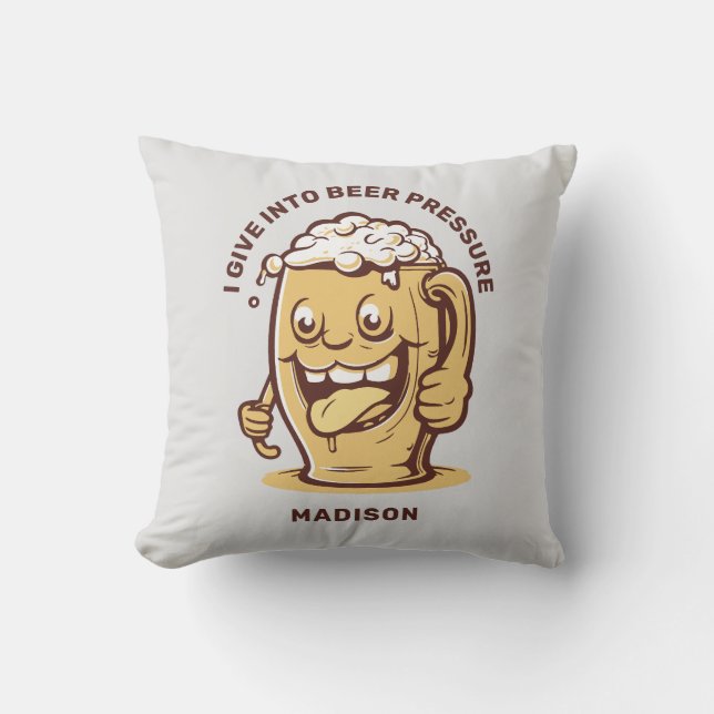Grappige aangepaste naam & tekst bier kussen (Voorkant)