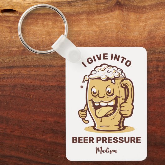 Grappige aangepaste naam & tekst bier sleutelhanger (Voorkant)