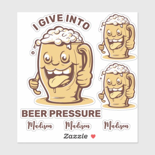 Grappige aangepaste naam & tekst bier sticker (Vel)