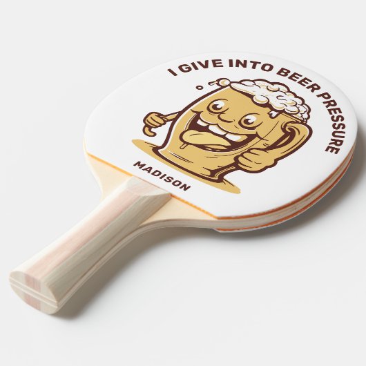 Grappige aangepaste naam & tekst bier tafeltennisbatje (Voorkant Gekanteld)