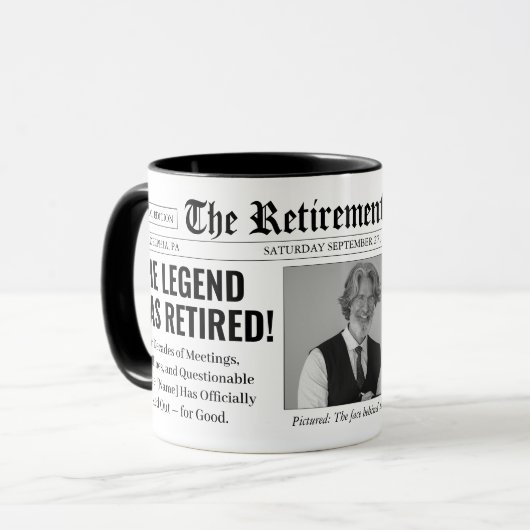Grappige Aangepaste Pensioenkrant Foto Mok (Voorkant links)