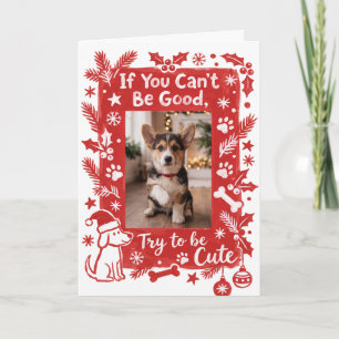 Grappige aangepaste rode hond foto kerst feestdagen kaart