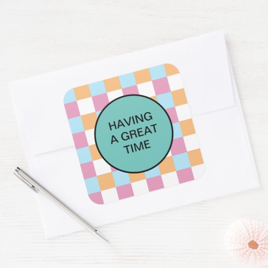 Grappige aangepaste tekst vierkante sticker (Envelop)