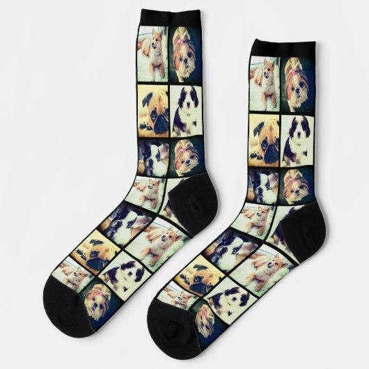 grappige aangepaste trendfoto-collage sokken (Links)