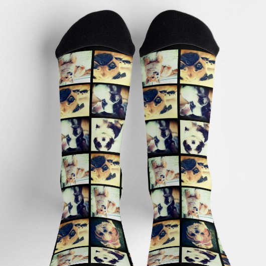 grappige aangepaste trendfoto-collage sokken (Top)