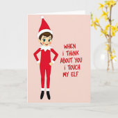 Grappige Aanraking Mijn Elf Kerstkaart Kaart (Gele Bloem)