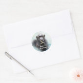 Grappige aanstootgevende chimpansee middelvinger ronde sticker (Envelop)