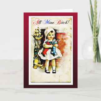 Grappige aanvallende vintage Kerstkaart Feestdagen Kaart