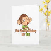 Grappige Aap 11 jaar oude verjaardag Kaart (Gele Bloem)
