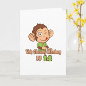 Grappige Aap 14 jaar oude verjaardag Kaart (Gele Bloem)