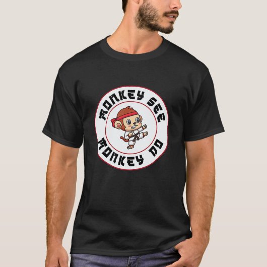 Grappige Aap Ah Aap Doet Karate T-shirt (Voorkant)