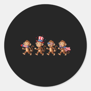 Grappige aap Amerikaanse vlag 250 jaar 4 juli Ronde Sticker