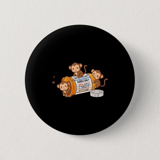 Grappige Aap Anti Depressivum Dierenpark Jongens M Ronde Button 5,7 Cm (Voorkant)