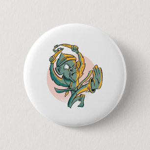 Grappige Aap Banaan Vechtersbaas Ronde Button 5,7 Cm