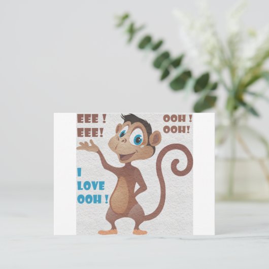 grappige aap briefkaart (Staand voorkant)