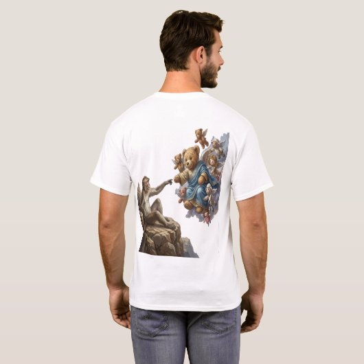Grappige aap creatie van Adam parodie T-shirt (Achterkant volledig)