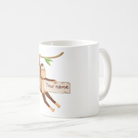 Grappige aap die Jouw tekst vasthoudt Koffiemok (Voorkant rechts)