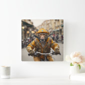 Grappige Aap Fietsen Wandklok (Huis)